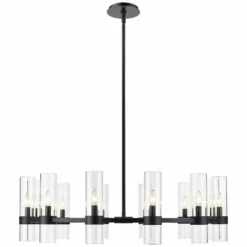 Z-Lite Datus 43.5" Wide 12-Light Matte Black Modern Ring Chandelier -Outlet The Radiantix Store z lite datus 43 5 inch wide 12 light matte black modern ring chandelier 875d4views2
