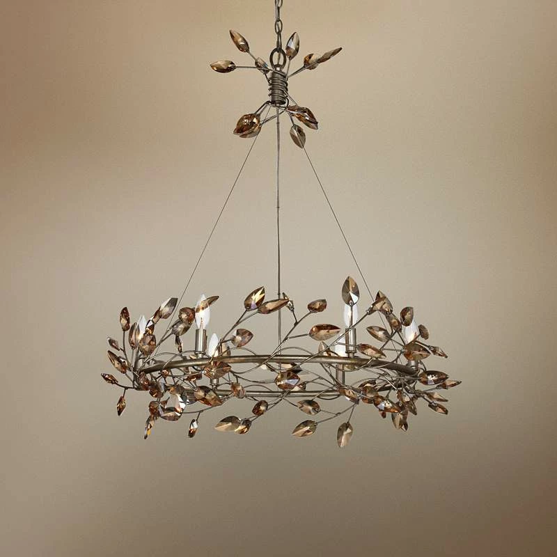 Zeev Misthaven 32"W Antique Gold Crystal 6-Light Chandelier 3 Zeev Misthaven 32"W Antique Gold Crystal 6-Light Chandelier