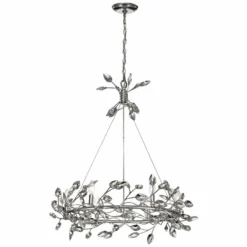 Zeev Misthaven 32"W Silver Leaf Crystal 6-Light Chandelier -Outlet The Radiantix Store zeev misthaven 32 inchw silver leaf crystal 6 light chandelier 78y01