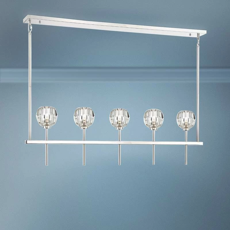 Zeev Parisian 46"W Nickel Kitchen Island Light Chandelier 3 Zeev Parisian 46"W Nickel Kitchen Island Light Chandelier